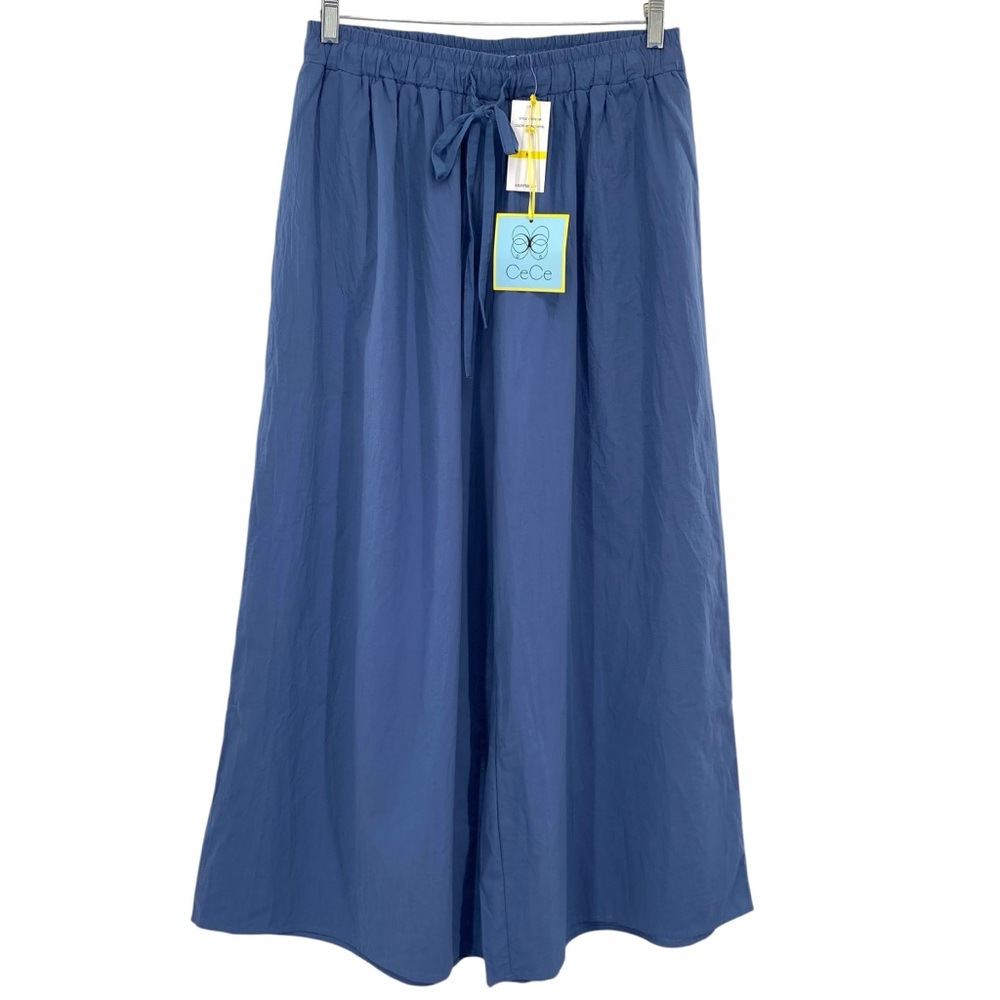 CeCe High Waisted Wide Leg Blue Palazzo Pants New Size Medium